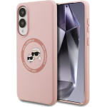 Karl Lagerfeld Case Silicone Double Heads And Circle Magsafe For Samsung Galaxy S25 Edge Pink - (KLHMS25ESKCHTCP)