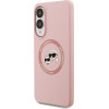 Karl Lagerfeld Case Silicone Double Heads And Circle Magsafe For Samsung Galaxy S25 Edge Pink - (KLHMS25ESKCHTCP)