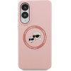 Karl Lagerfeld Case Silicone Double Heads And Circle Magsafe For Samsung Galaxy S25 Edge Pink - (KLHMS25ESKCHTCP)