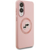 Karl Lagerfeld Case Silicone Double Heads And Circle Magsafe For Samsung Galaxy S25 Edge Pink - (KLHMS25ESKCHTCP)