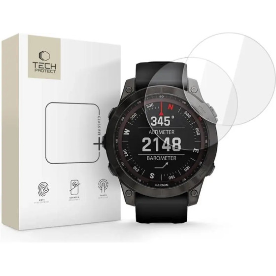 Tech-Protect Glass Fit+ 2-Pack Tempered Glass For Garmin Fenix 7X / 7X Pro - Transparent - (28092-0)