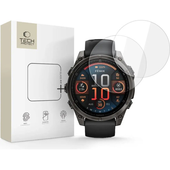Tech-Protect Glass Fit+ 2-Pack Tempered Glass For Garmin Fenix 8 47mm - Clear - (28093-0)