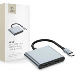 Tech-Protect HB08 4in1 USB-C + USB2.0 + 2 x Hdmi 4K 60HZ Adapter - Gray - (28097-0)