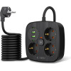Tech-Protect PCS3X4 Power strip, 3 sockets, 2xUSB-A, 2xUSB-C 200 Cm - Black - (27744-0)