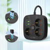 Tech-Protect PCS3X4 Power strip, 3 sockets, 2xUSB-A, 2xUSB-C 200 Cm - Black - (27744-0)
