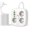 Tech-Protect PCS3X4 Power strip, 3 sockets, 2xUSB-A, 2xUSB-C 200 Cm - White - (27745-0)
