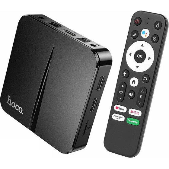 Hoco Tv Box 4K Uhd 60FPs �� Wifi RJ45 4GB Ram + 64GB Rom v5.0 Android12 - (DQ09 Barco)