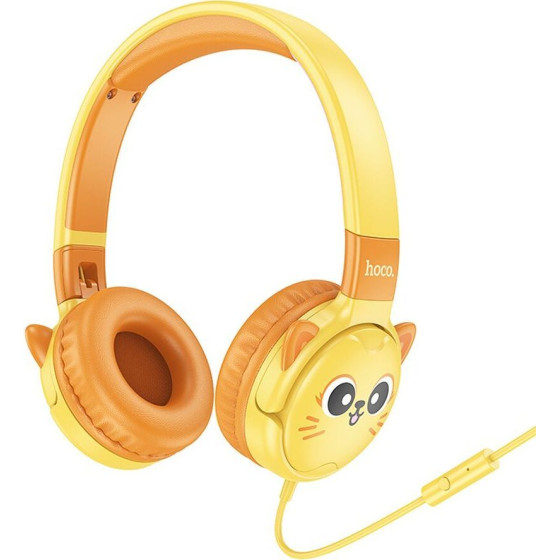 Hoco Wire Headphones Jack 3,5 Mm For Children With Microphone W61 Sun yellow