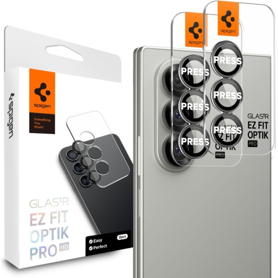 Spigen Optik Pro Hd GLAS.Tr Ez Fit Camera Protector 2-Pack - Lens Protector For Samsung Galaxy Z Fold 7 (2 pcs)(Black) - (AGL09581)