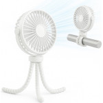 Techsuit - Baby Stroller Fan (VP1) - Portable, Four Speeds, 360� Flexible Tripod Clip, 4000mAh - White - (VP1;WHITE)
