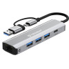 Techsuit - Docking Station Boostnetlink 5 In 1 (H3) - Usb 3.0. USB-C To 3x USB, Type-C, Ethernet RJ45, 1000MBps - Gray - (TYCB077;H3)