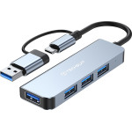 Techsuit - Docking Station Databridge 4 In 1 (H8) - USB, Type-C To Usb 3.0, 3x Usb 2.0 - Gray - (TYCB026;H8)