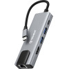 Techsuit - Docking Station Netbridge 5 In 1 (H1) - Type-C To 1x USB2.0, 1x USB3.0, 1x Type-C, 1x HDMI, 1x RJ45, PD87W, 4K@30Hz - Gray - (TYCB014;H1)