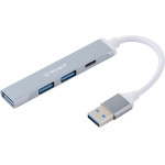 Techsuit - Docking Station Polarisbridge 4 In 1 (H19) - Usb To 2x Usb 2.0, 1x Usb 3.0, 1x Type-C - Gray/White - (HUB003;H19)