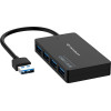 Techsuit - Docking Station Quantumnode 4 In 1 (H15) - Usb To 4x Usb 3.0, Abs - Black - (HUBUB002;H15)