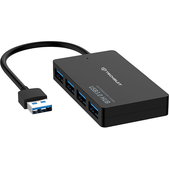 Techsuit - Docking Station Quantumnode 4 In 1 (H15) - Usb To 4x Usb 3.0, Abs - Black - (HUBUB002;H15)