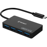 Techsuit - Docking Station Quantumnode 4 In 1 (H16) - USB-C To 4x Usb 3.0, Abs - Black - (HUBTC012;H16)