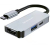 Techsuit - Docking Station Turbochargex 3 In 1 (H4) - Type-C To Type-C, USB, HDMI, 4K@30Hz, PD87W - Gray - (TYCB031;H4)