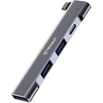 Techsuit - Docking Station Zenithdock 4 In 1 (H12) - USB-C To 2x Usb 2.0, 1x Usb 3.0, 1x Type-C, 60W - Gray - (HUB015;H12)