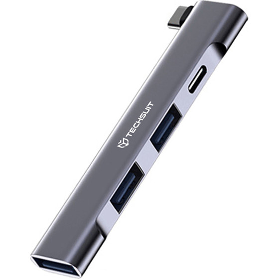 Techsuit - Docking Station Zenithdock 4 In 1 (H12) - USB-C To 2x Usb 2.0, 1x Usb 3.0, 1x Type-C, 60W - Gray - (HUB015;H12)