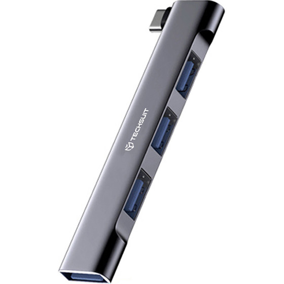 Techsuit - Docking Station Zenithdock 4 In 1 (H13) - USB-C To 3x Usb 2.0, 1x Usb 3.0 - Gray - (HUB015;H13)