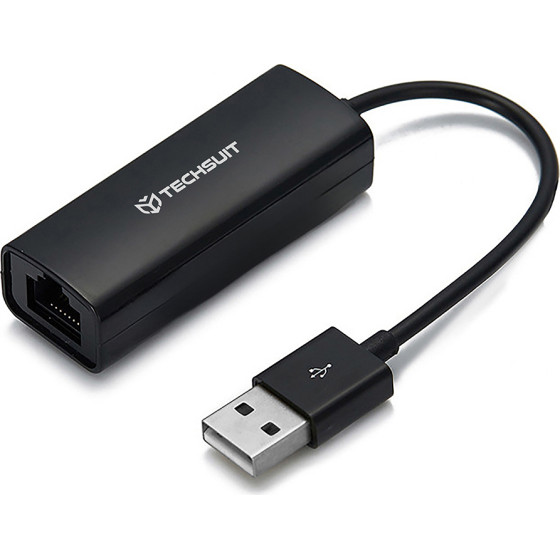 Techsuit - Ethernet Adapter Netlink (AC19) - Usb Male To RJ45 Lan Port Female, 100Mbps, Abs - Black - (HUB028;AC19)