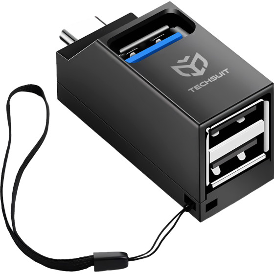 Techsuit - Mini Docking Station Echolink 3 In 1 (H10) - Type-C To 2x Usb 2.0, 1x Usb 3.0 - Black - (HUB040;H10)
