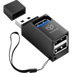 Techsuit - Mini Docking Station Echolink 3 In 1 (H11) - Usb To 2x Usb 2.0, 1x Usb 3.0, 5GBps - Black - (HUBUB005;H11)