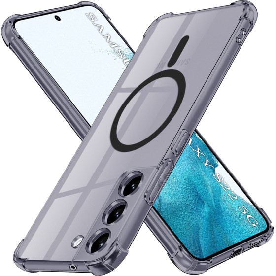 Techsuit - Shockproof Clear Silicone Magsafe - Samsung Galaxy S22 5G - Smoke Black