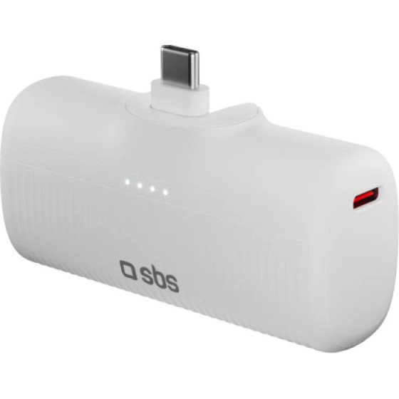 SBS Powerbank Ecopower 5000 Mah Type C 10W White - (BB5000PLUGWGRS)