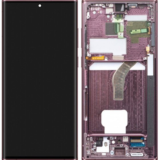 Samsung Lcd Display Module For Galaxy S22 Ultra 5G S908, Burgundy - (GH82-27488B, GH82-27489B)