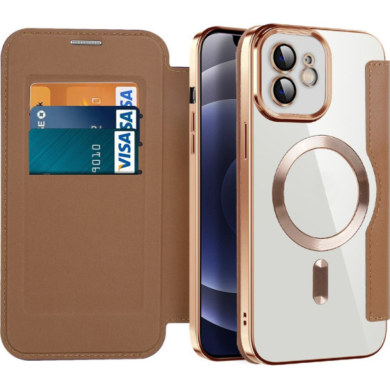 Techsuit - Smartmag Book Case - Iphone 12 - Brown