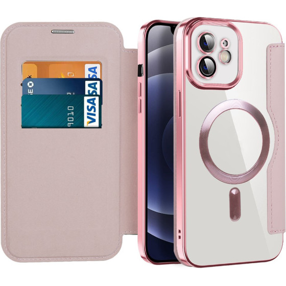 Techsuit - Smartmag Book Case - Iphone 12 - Pink