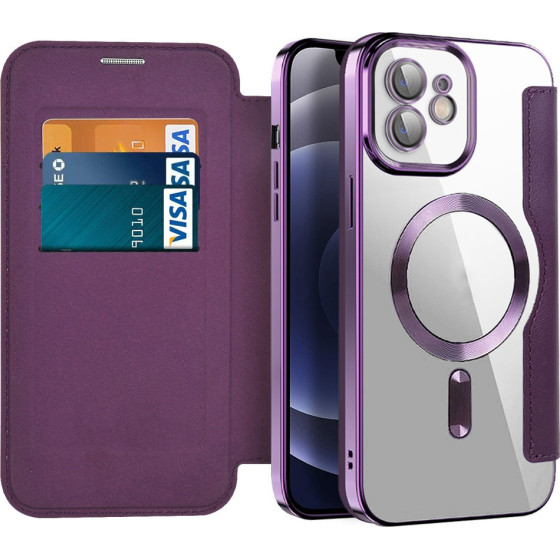 Techsuit - Smartmag Book Case - Iphone 12 - Purple