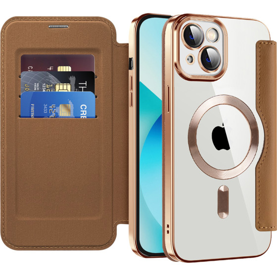 Techsuit - Smartmag Book Case - Iphone 13 - Brown