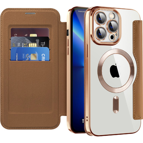 Techsuit - Smartmag Book Case - Iphone 13 Pro Max - Brown
