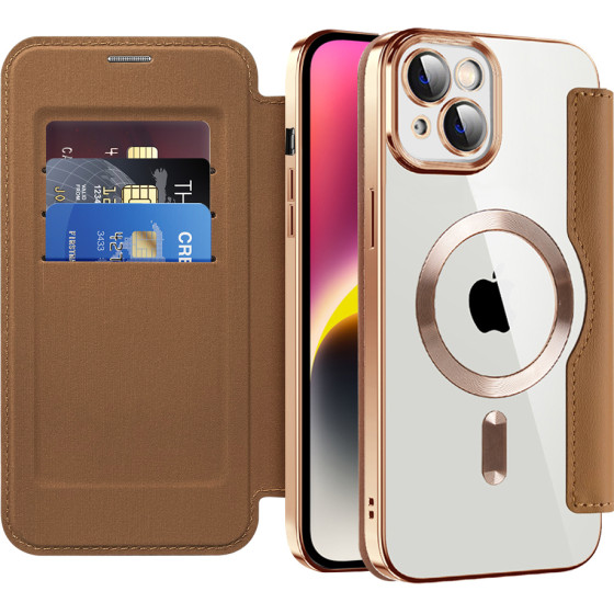 Techsuit - Smartmag Book Case - Iphone 14 - Brown