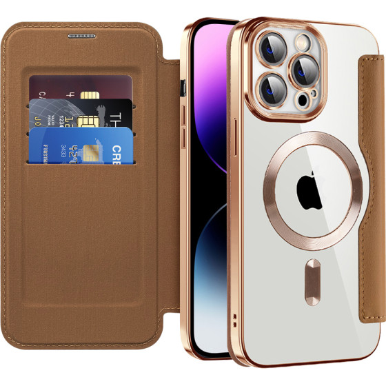 Techsuit - Smartmag Book Case - Iphone 14 Pro Max - Brown