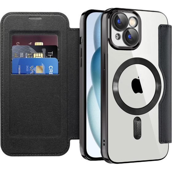 Techsuit - Smartmag Book Case - Iphone 15 - Black