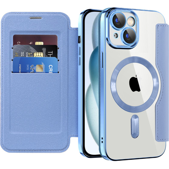 Techsuit - Smartmag Book Case - Iphone 15 - Light Blue