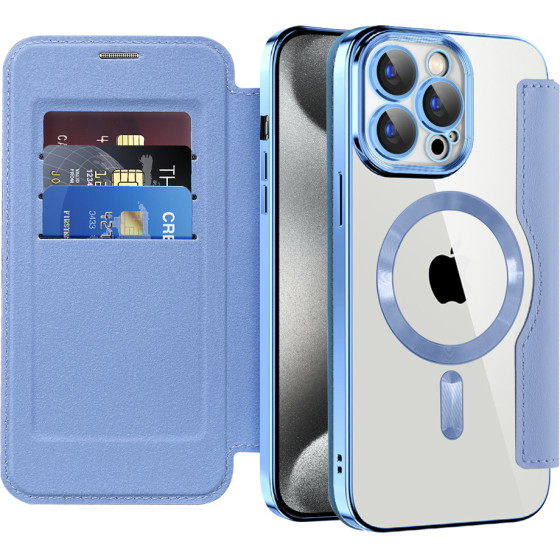 Techsuit - Smartmag Book Case - Iphone 15 Pro - Light Blue