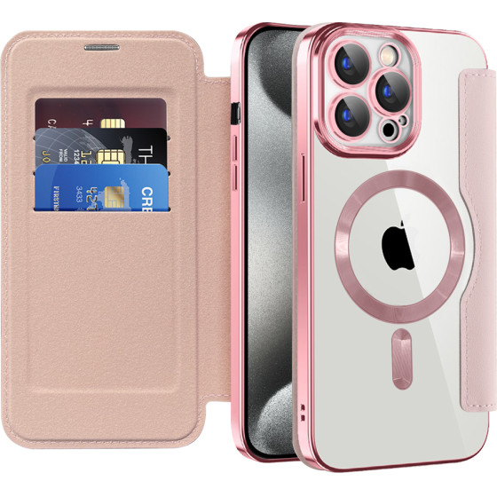 Techsuit - Smartmag Book Case - Iphone 15 Pro - Pink