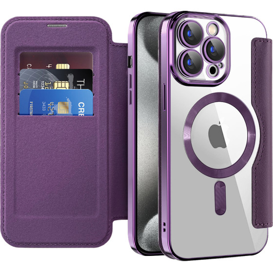 Techsuit - Smartmag Book Case - Iphone 15 Pro - Purple