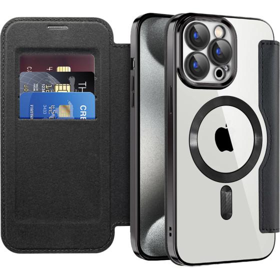 Techsuit - Smartmag Book Case - Iphone 15 Pro Max - Black