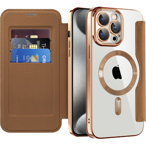 Techsuit - Smartmag Book Case - Iphone 15 Pro Max - Brown