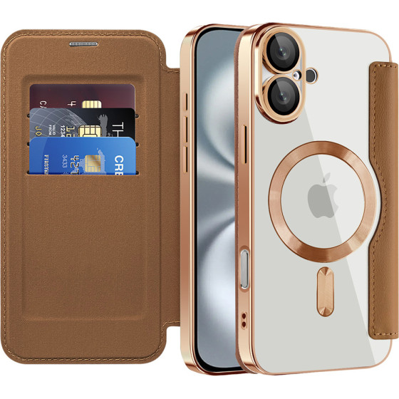 Techsuit - Smartmag Book Case - Iphone 16 - Brown