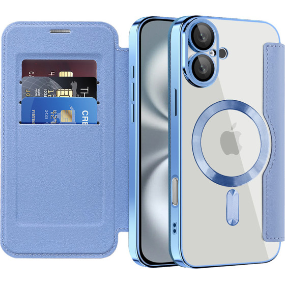 Techsuit - Smartmag Book Case - Iphone 16 - Light Blue