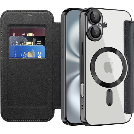Techsuit - Smartmag Book Case - Iphone 16 Plus - Black