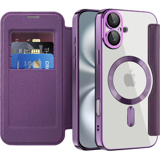 Techsuit - Smartmag Book Case - Iphone 16 Plus - Purple