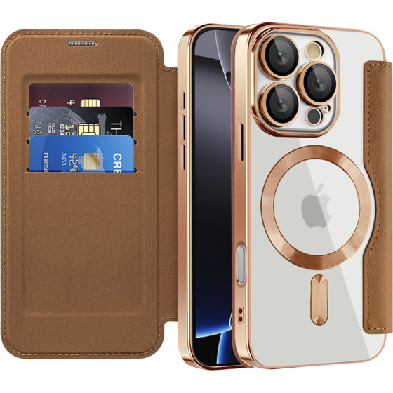 Techsuit - Smartmag Book Case - Iphone 16 Pro Max - Brown